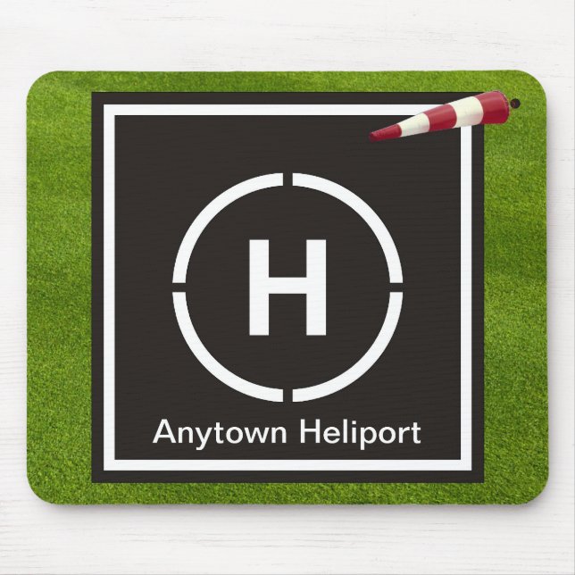 Mini helicopter landing pad - Anytown Heliport Mouse Pad (Front)