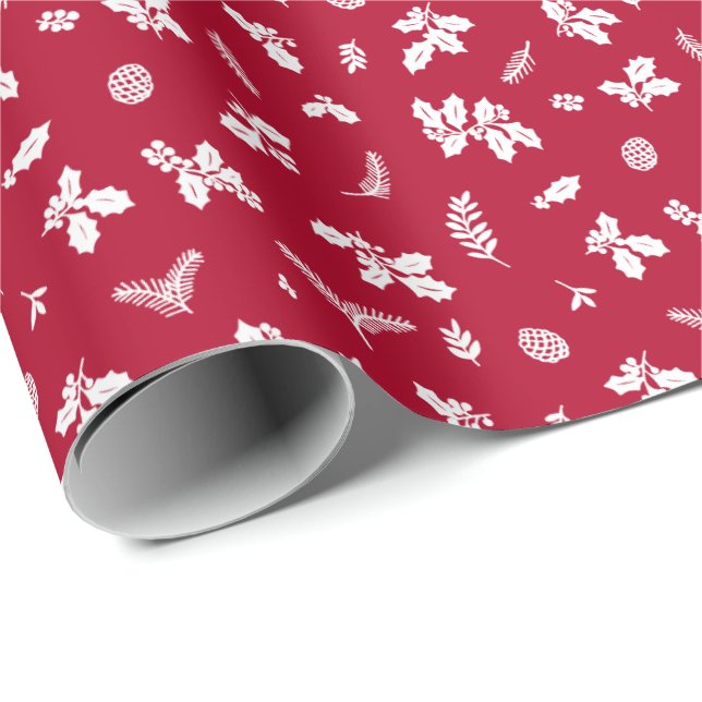 Mini holiday greenery design wrapping paper (Roll Corner)