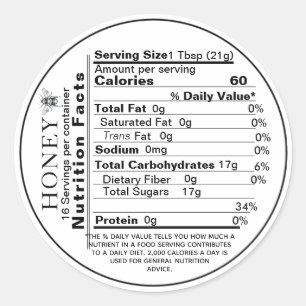 Mini Honey Nutrition Facts Round Label Bee