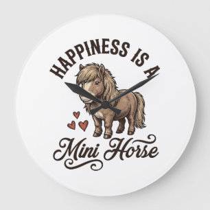 Mini Horse Vintage Engraving Cute Pony Shirt Desig Large Clock