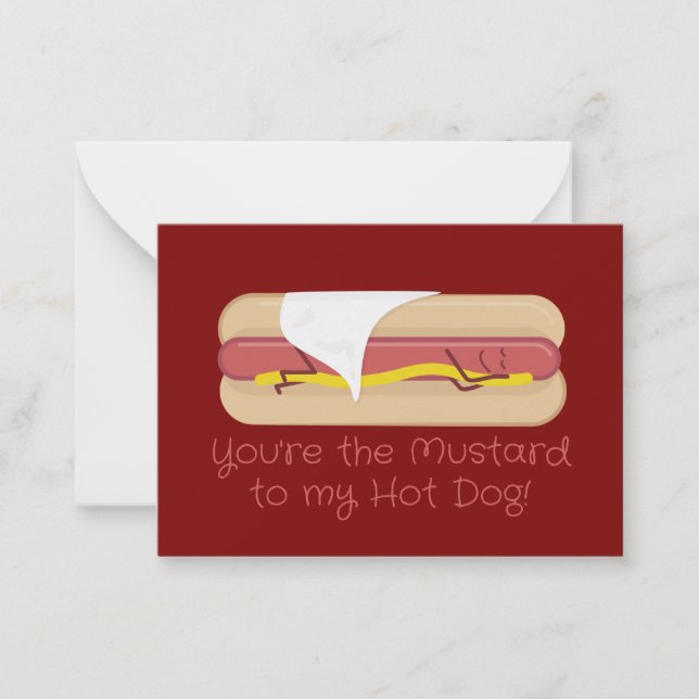 Mini Hot Dog Valentine Card | Dark Red (Front)