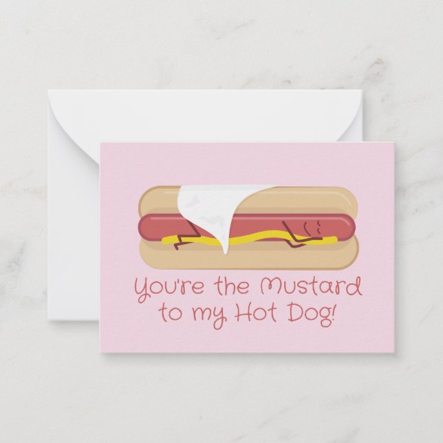 Mini Hot Dog Valentine Card | Light Pink (Front)