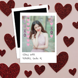 Mini Instant Photo Valentine Card Pink & Purple