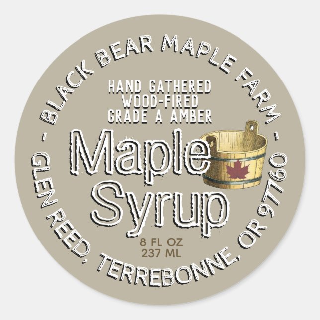 Mini Jug Label with Sap Bucket and Maple Leaf  (Front)