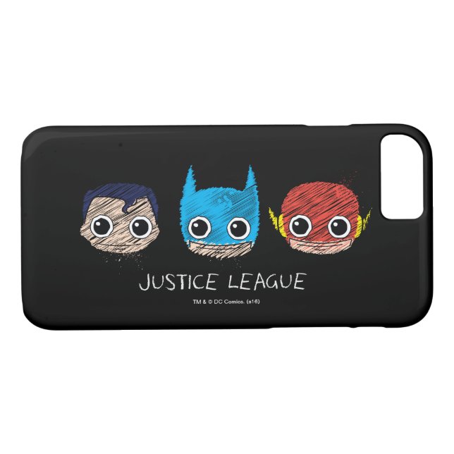 Mini Justice League Heads Sketch Case-Mate iPhone Case (Back (Horizontal))