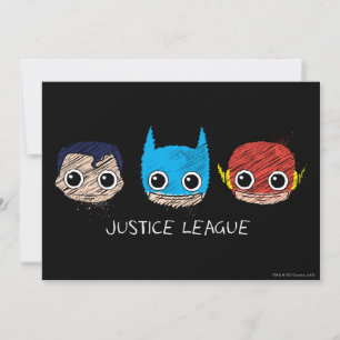 Mini Justice League Heads Sketch Invitation