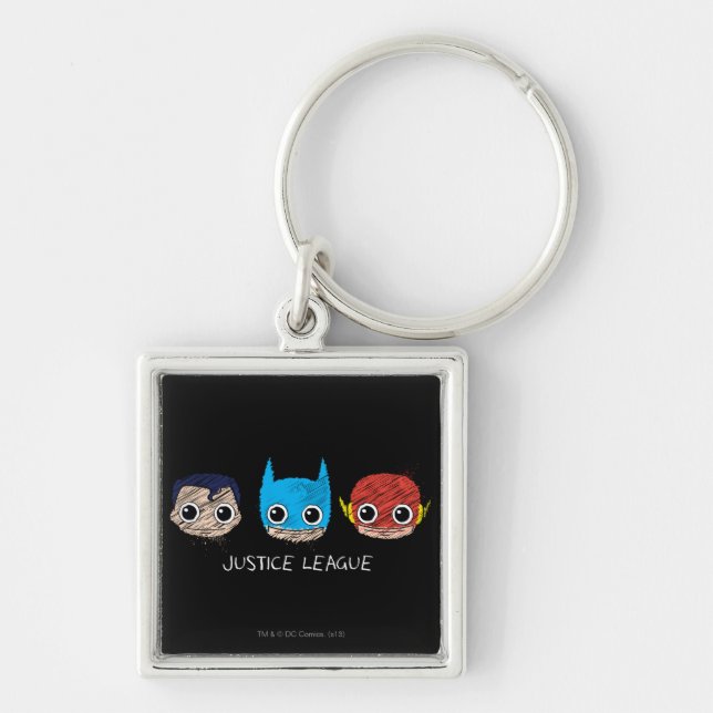 Mini Justice League Heads Sketch Key Ring (Front)