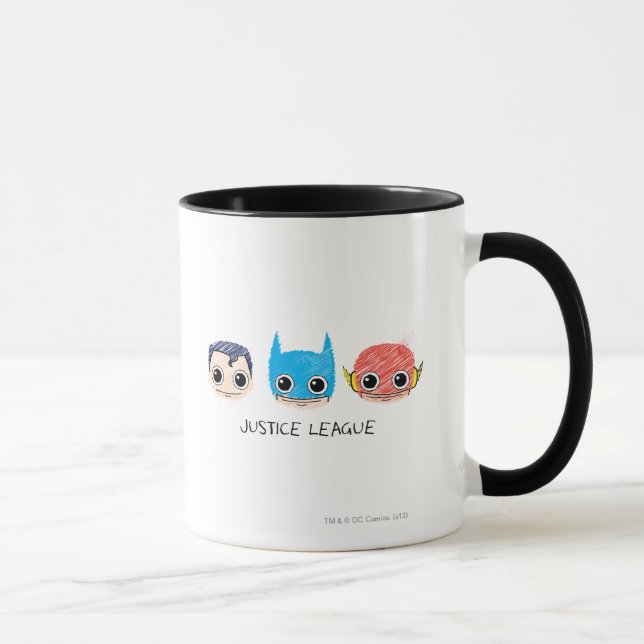 Mini Justice League Heads Sketch Mug (Right)