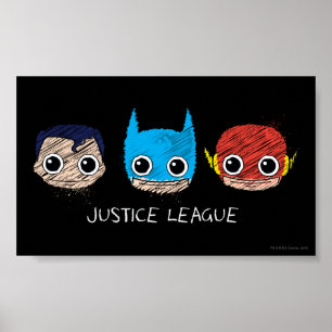 Mini Justice League Heads Sketch Poster
