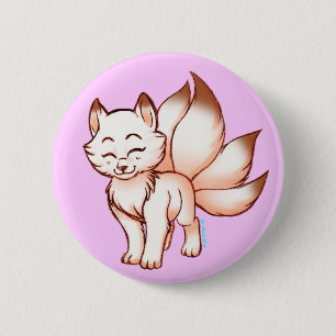 Mini kitsune  botton 6 cm round badge