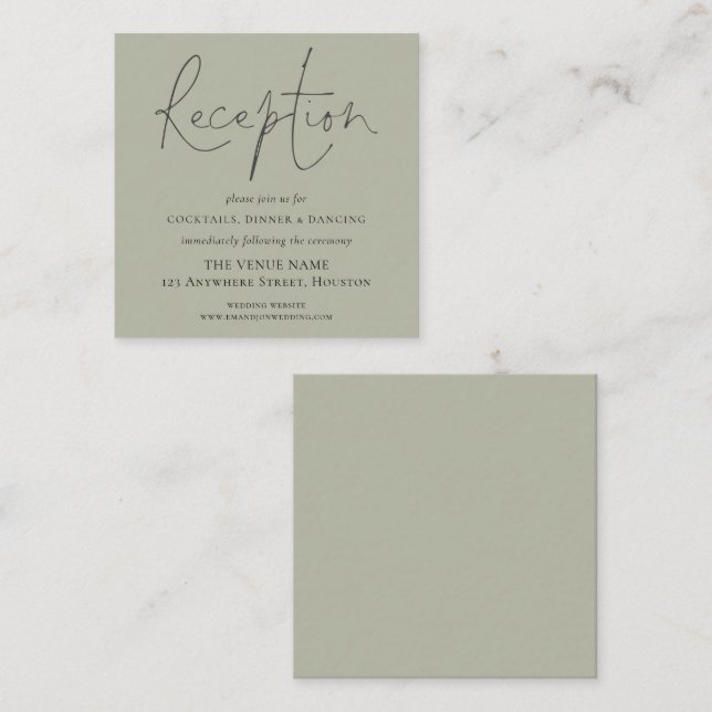 MINI Light Sage Wedding Reception Details Enclosure Card (Front/Back)