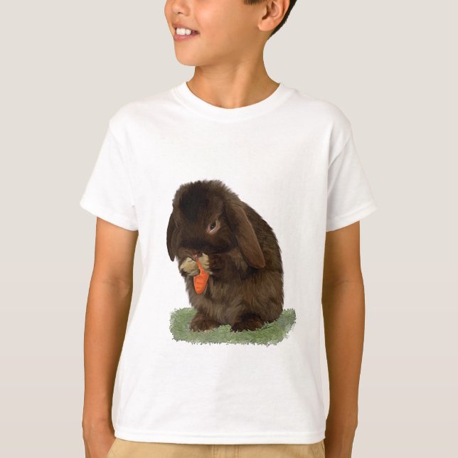 Mini Lop Bunny and carrot T-Shirt (Front)