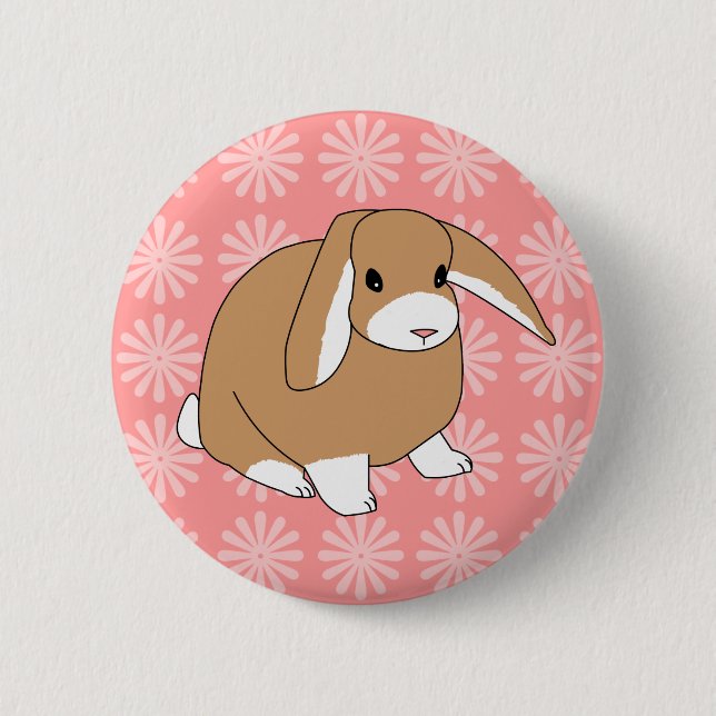Mini Lop Rabbit 6 Cm Round Badge (Front)