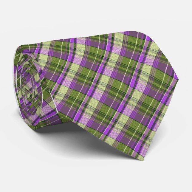 Mini Madras Plaid Purple Single-Sided Tie (Rolled)