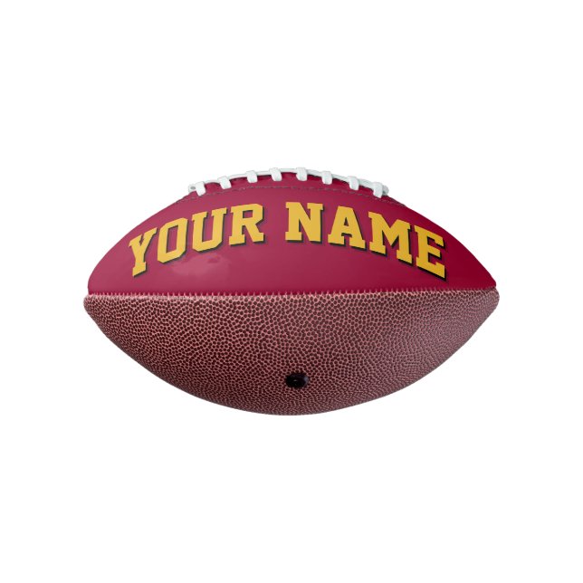 Mini MAROON AND GOLD Personalised Football (Rotated 270)