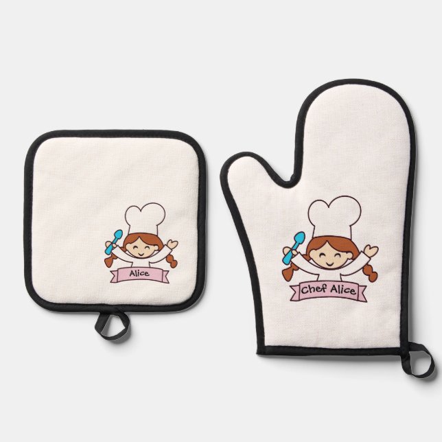 Mini Masterchef Oven Mitt for Little Cooks! Oven Mitt & Pot Holder Set (Front)