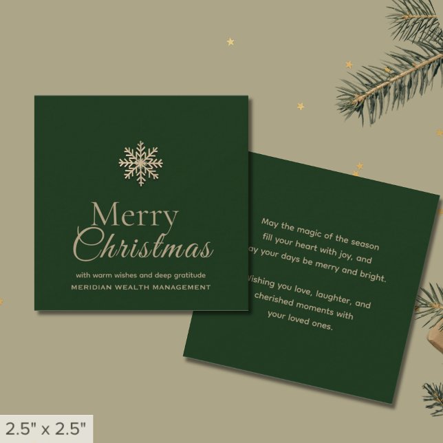 Mini Merry Christmas Green and Gold Snowflake Card (Creator Uploaded)