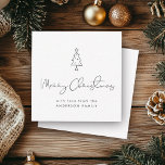 Mini Merry Christmas Tree Modern Holiday Card<br><div class="desc">These Mini sized holiday cards are simple, sweet, and beautiful little custom cards with a modern minimalist typography design reading MERRY CHRISTMAS in a trendy calligraphy script under a hand drawn Christmas tree with your personal family name and message on the back (please delete template text if no preprinted note...</div>