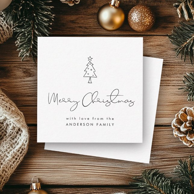 Mini Merry Christmas Tree Modern Holiday Card (Creator Uploaded)