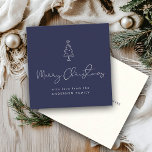 Mini Merry Christmas Tree Modern Holiday Navy Card<br><div class="desc">These Mini sized holiday cards are simple, sweet, and beautiful little custom cards with a modern minimalist typography design reading MERRY CHRISTMAS in a trendy calligraphy script under a hand drawn Christmas tree with your personal family name and message on the back (please delete template text if no preprinted note...</div>