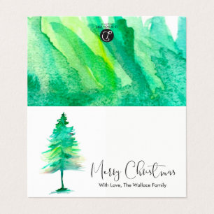 MINI -Merry Christmas, Watercolor Pinetree, Script