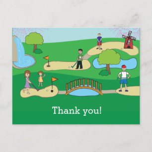 Mini Miniature Golf Birthday Thank You Postcard