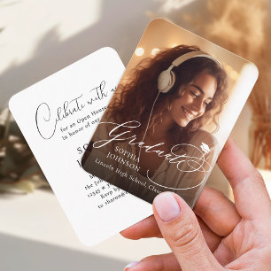 Mini Modern Calligraphy Photo Graduation invite