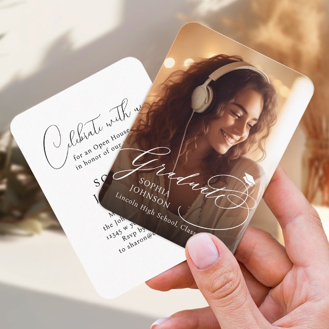 Mini Modern Calligraphy Photo Graduation invite (Mini Modern Calligraphy Photo Graduation invite)