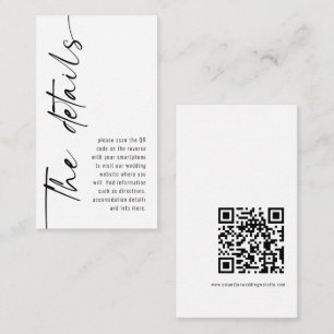 Mini Modern Calligraphy QR Code Wedding Details Enclosure Card