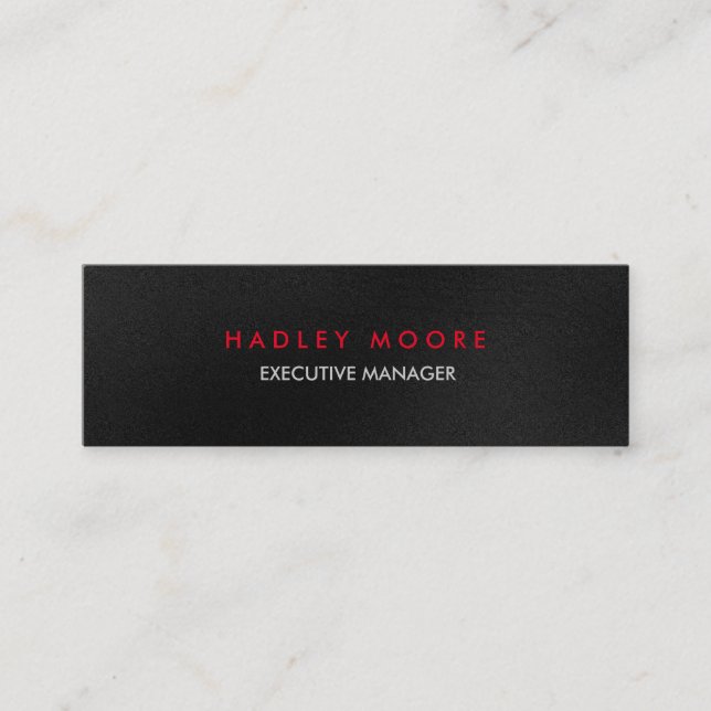 Mini modern grey red professional trendy plain mini business card (Front)