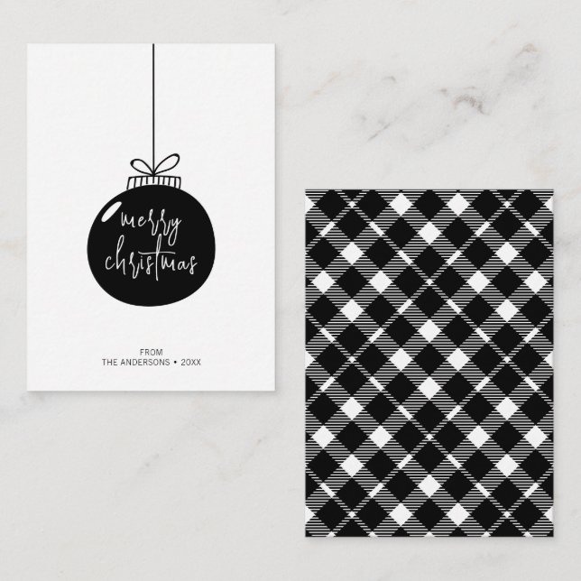 Mini Modern Merry Christmas Ornament Holiday Card (Front/Back)