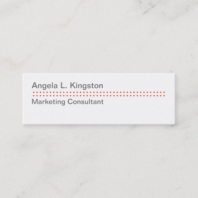 Mini modern micro dot cheery red grey custom mini business card (Front)