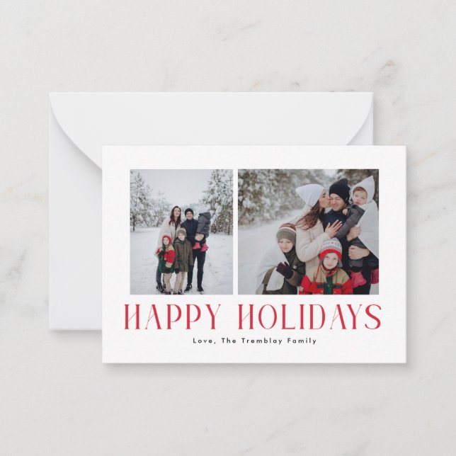 MINI Modern & Minimal Happy Holidays 2 Photo Red Card (Front)