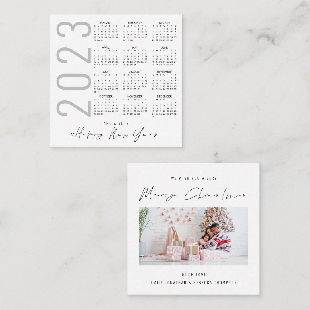 MINI Modern Photo 2023 Calendar Merry Christmas Card Zazzle