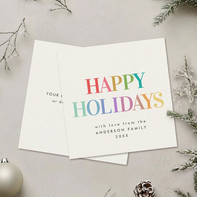 Mini Modern Rainbow Happy Holidays Card (Creator Uploaded)