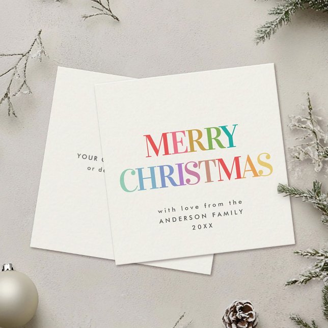 Mini Modern Rainbow Merry Christmas Card (Creator Uploaded)