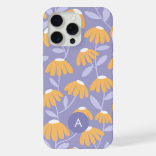Mini Monogram Initial Yellow Blue Floral Pattern iPhone 15 Pro Max Case