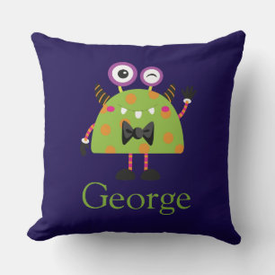 Mini Monster, blue green, kids, childrens Cushion