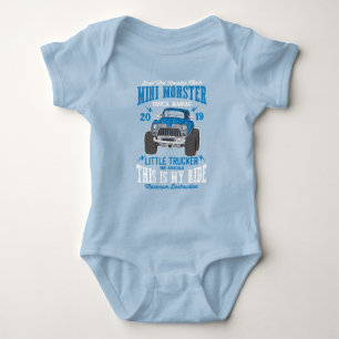 Mini Monster Truck Manic Little Trucker Boy  Baby  Baby Bodysuit