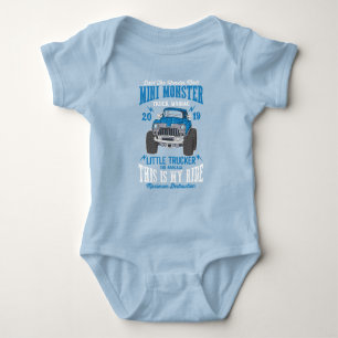 Mini Monster Truck Manic Little Trucker Boy  Baby  Bodysuit