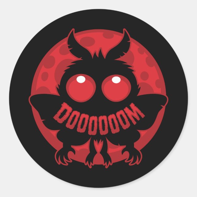 Mini Moonlit Mothman of DOOOOOOM Classic Round Sticker (Front)