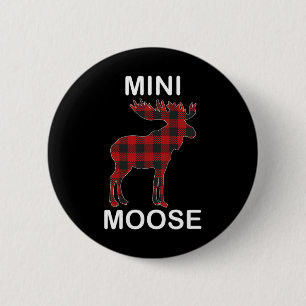 Mini Moose Red Plaid Buffalo Matching Family Pajam 6 Cm Round Badge