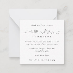 MINI Mr Mrs Rings Script Wedding Thank You Card