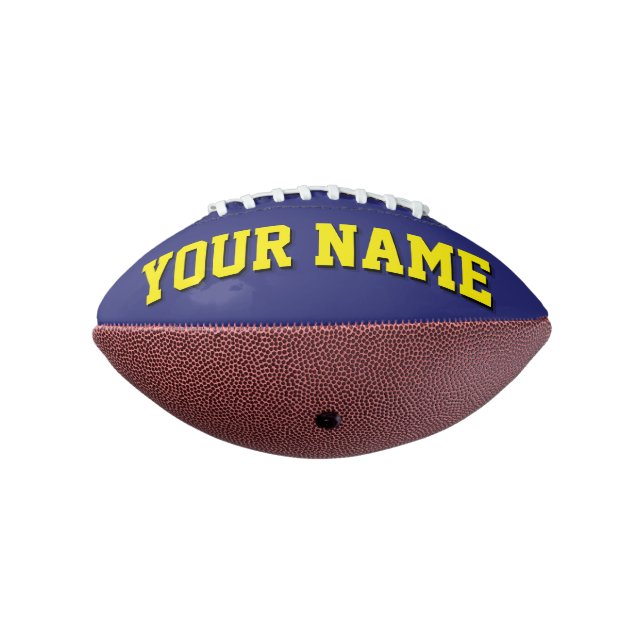Mini NAVY BLUE AND YELLOW Personalised Football (Rotated 270)