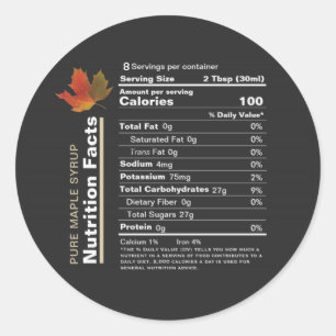 Mini Nutrition Facts Label Colourful Maple Leaf
