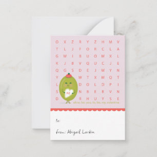 Mini Olive Word Search Kids Valentine Card