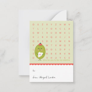 Mini Olive Word Search Kids Valentine Card