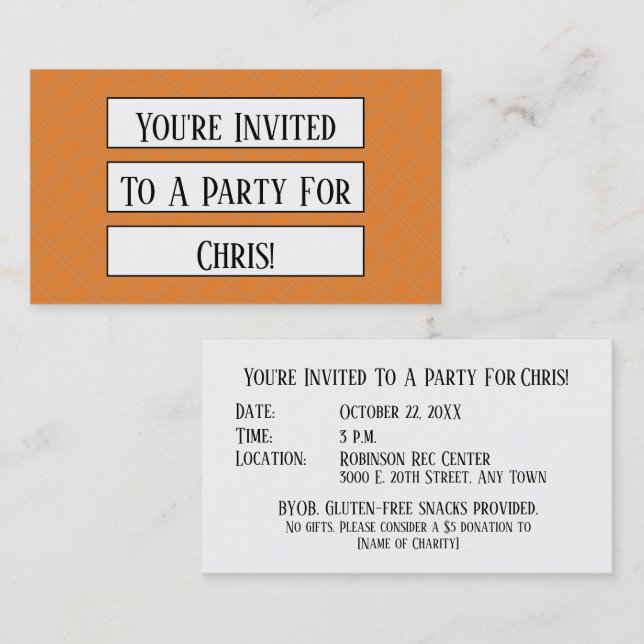 Mini Party Invitation Reminder Template (Front/Back)