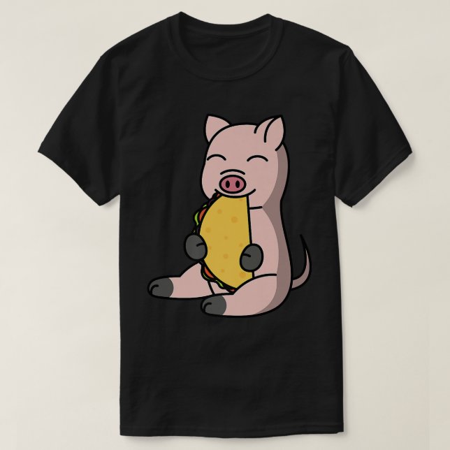 Mini Pig Eating A Taco Pet Premium  T-Shirt (Design Front)