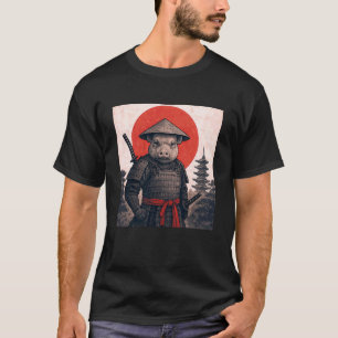 Mini Pig Samurai Warrior Vintage Japanese Ukiyo-e T-Shirt